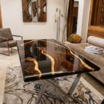 epoxy resin art wood dining table
