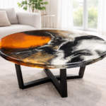 Round luxury epoxy resin coffee table